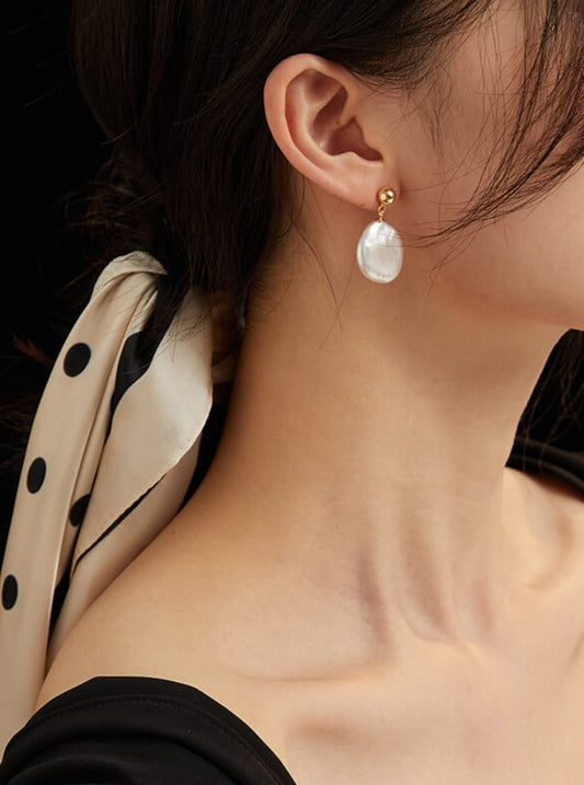 Lilyvot Jewelry Camila Baroque Pearl Chunky Irregular Drop Earrings_1