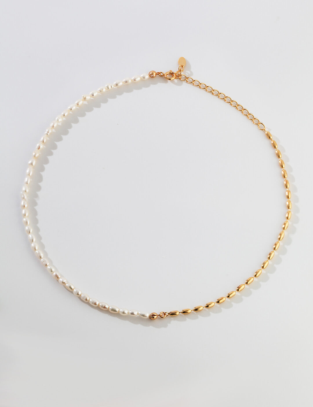 Lilyvot Jewelry Fanny Minimalist Rice Bead Chain Asymmetric Necklace_0