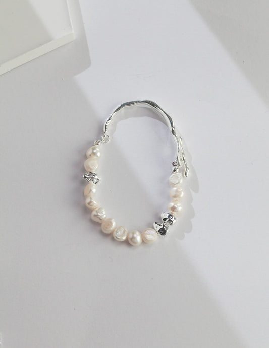 Lilyvot Jewelry Fiona Half Baroque Pearl Half Bangles Bracelet_0