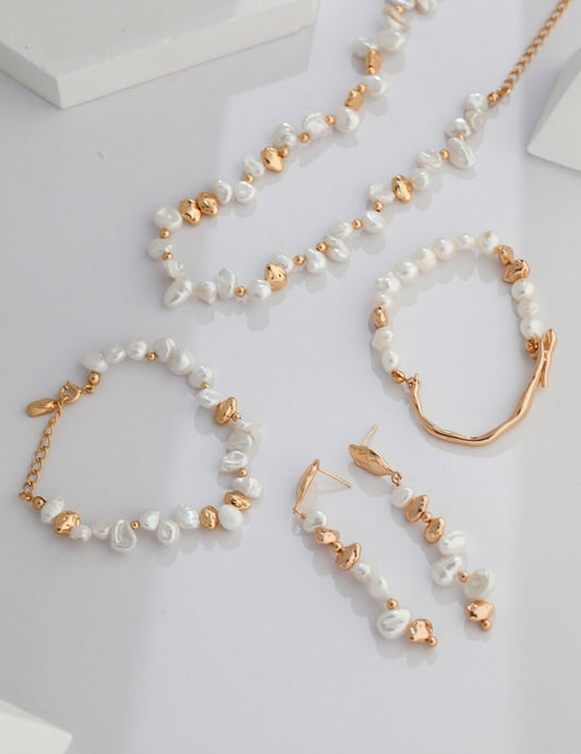 Lilyvot Jewelry Fiona Half Baroque Pearl Half Bangles Bracelet_1