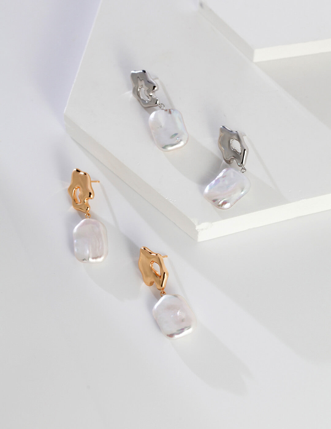 Lilyvot Jewelry Gail Irregular Pearl Rectangle Earrings_0