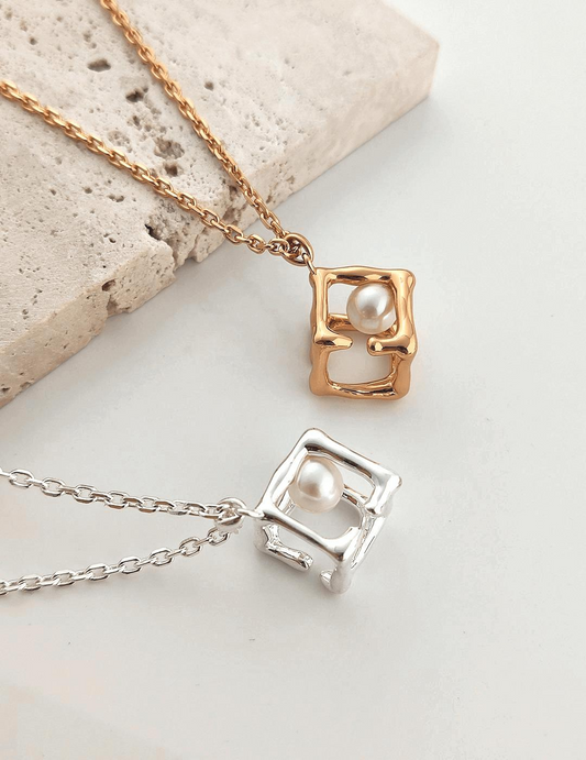 Lilyvot Jewelry Gina Hollow Geometric Cube Pendant Necklace_0