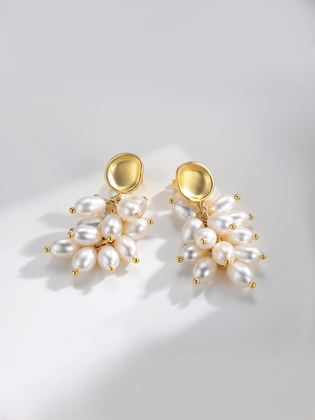 Lilyvot Jewelry Iris Dangle Freshwater Pearl Cluster Earrings_0