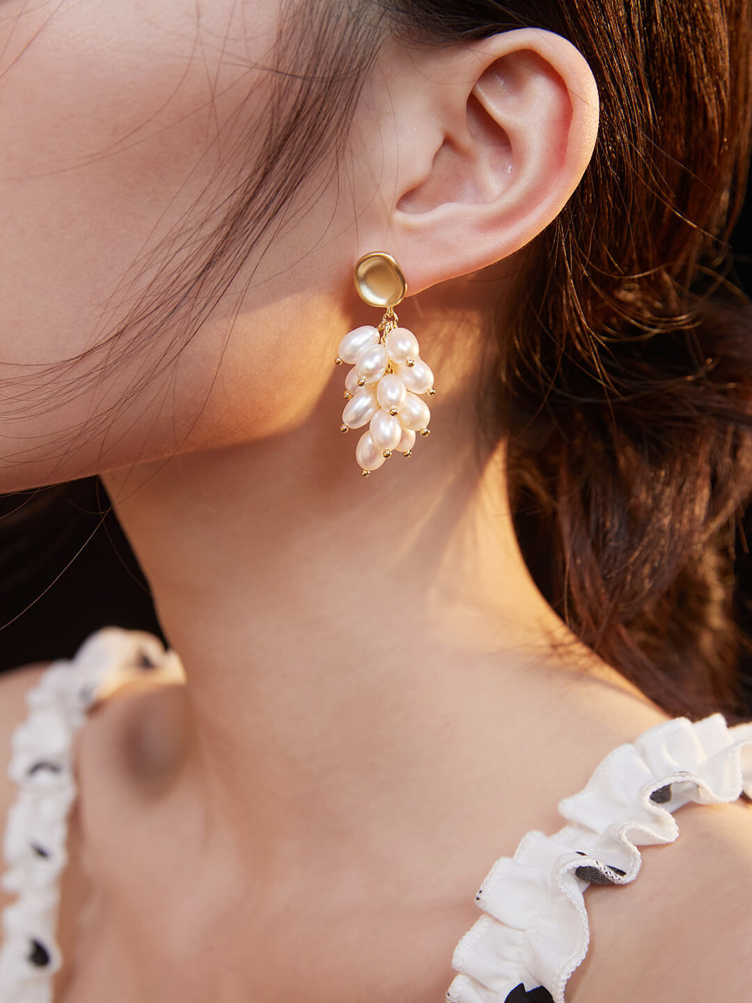Lilyvot Jewelry Iris Dangle Freshwater Pearl Cluster Earrings_1