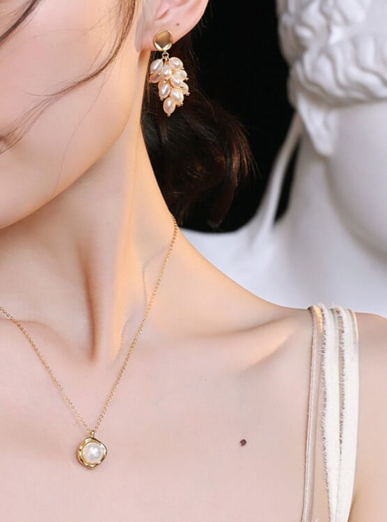 Lilyvot Jewelry Iris Dangle Freshwater Pearl Cluster Earrings_3