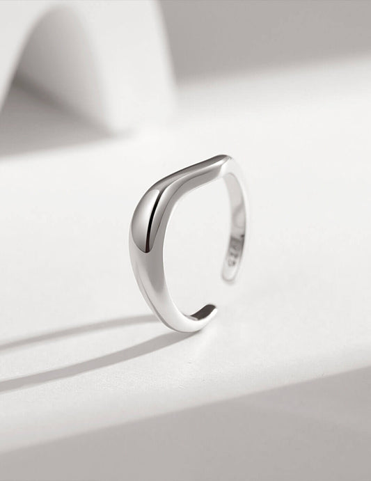 Lilyvot Jewelry Lexi Minimalist Ripple Stacking Adjustable Ring_0