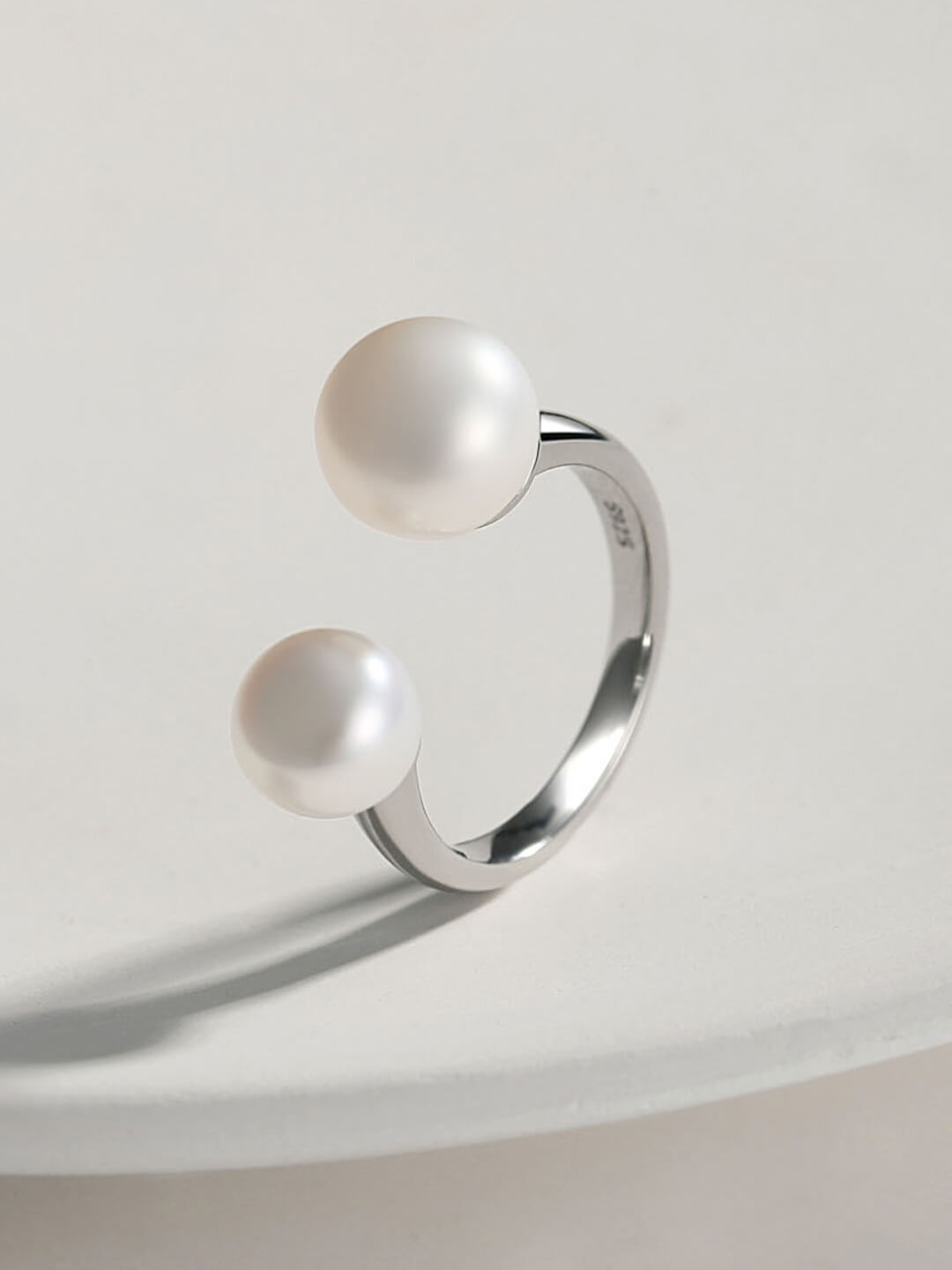 Lilyvot Jewelry Mia Open Adjustable Ring with Two Pearls_4