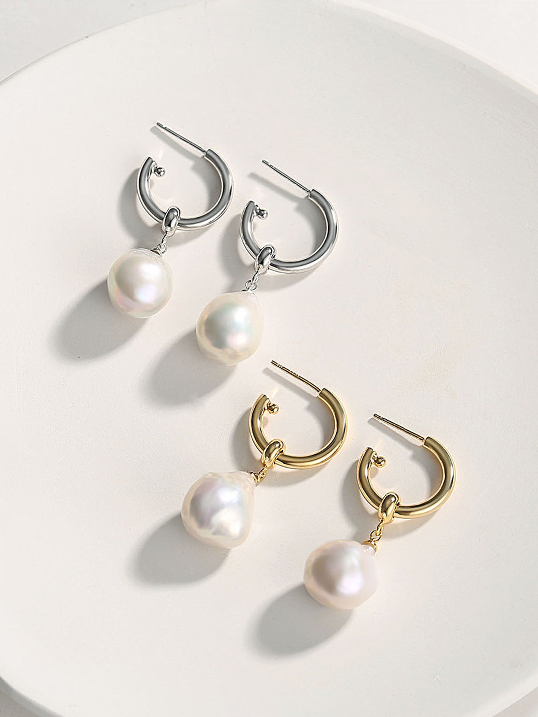 Lilyvot Jewelry Sadie Baroque Pearl Hoop Dangle Earrings_0