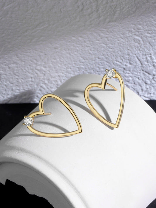 Lilyvot Jewelry Sylvia Hollow Heart Zircon Stud Earrings_0