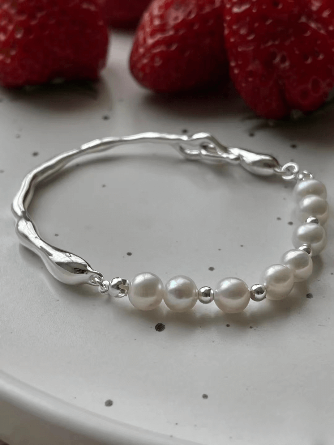 Lilyvot Jewelry Kylie Half Pearl Half Bangle Bracelet_3
